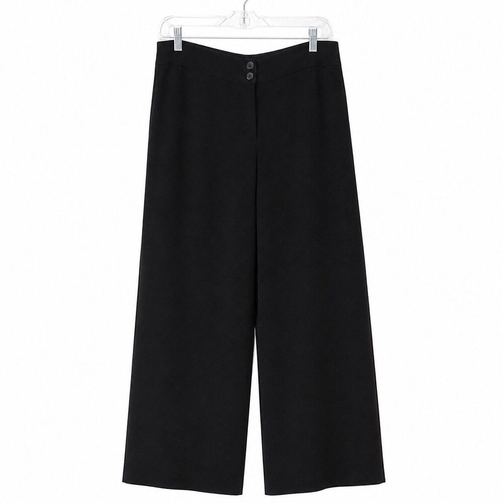Armani Collezioni Womens Black Wide Leg Dress Pants Sz 44 Italy Career Trousers